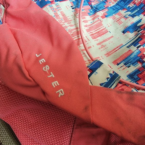 The North Face Jester Womens Pink Backpack Aztec Print Camping Hiking Outdoors - Picture 5 of 13